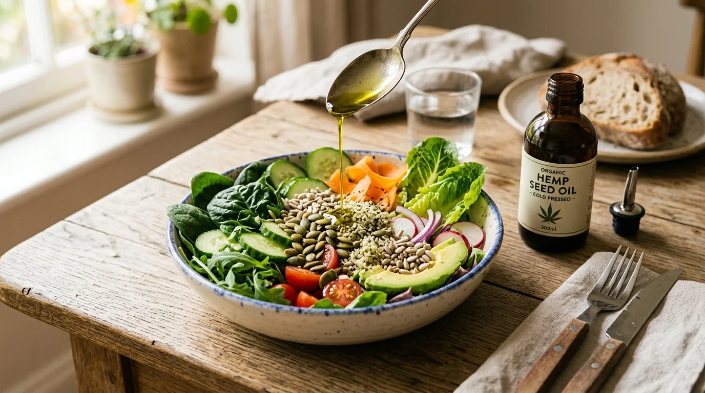 Valore nutrizionale dell'olio di semi di canapa: analisi completa di acidi grassi, vitamine, minerali e composti bioattivi 2 Hemp Seed Oil Nutritional Value A Complete Breakdown of Fatty Acids, Vitamins, Minerals, and Bioactive Compounds